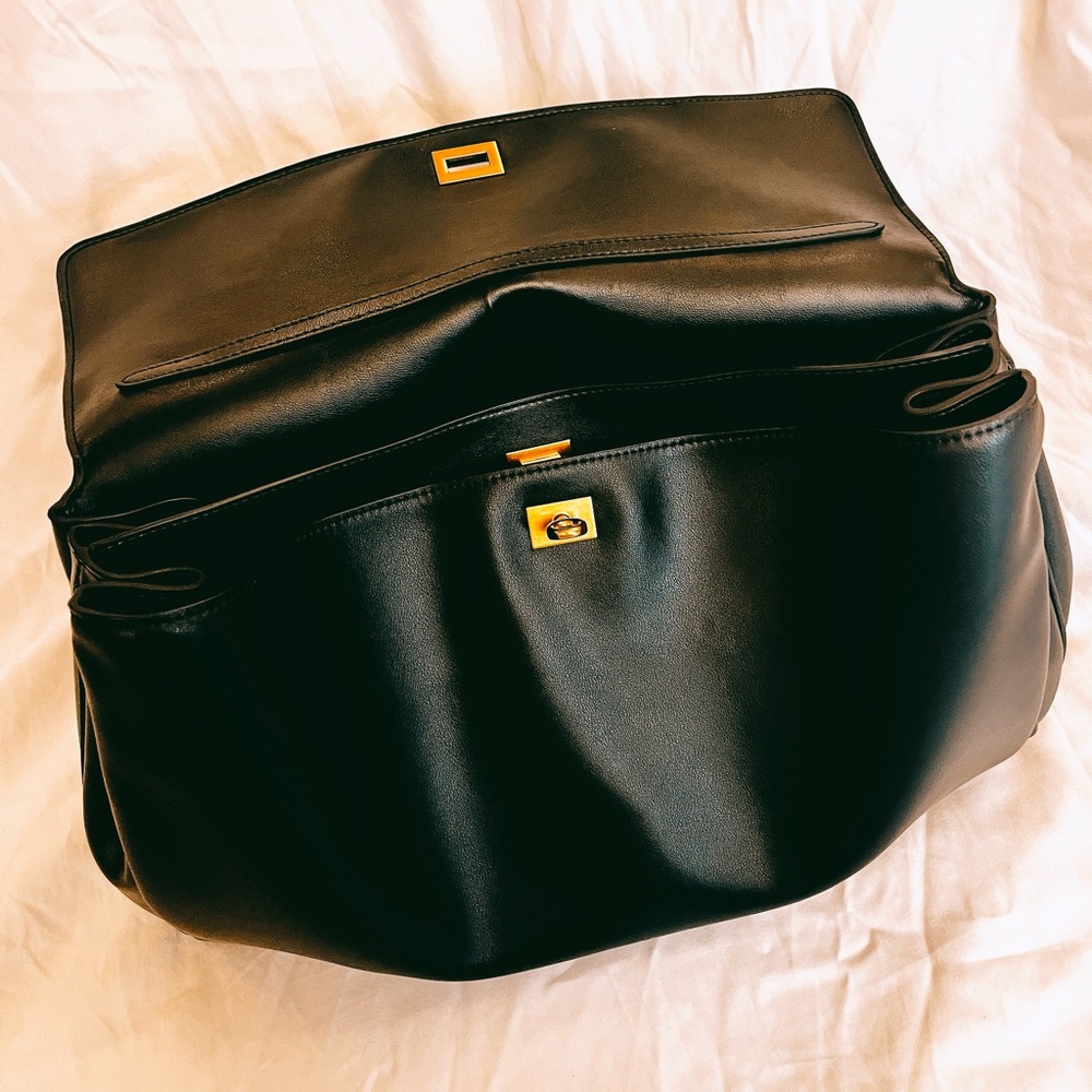 Black Leather Satchel/Top Handle Bag - Picture 4 of 14